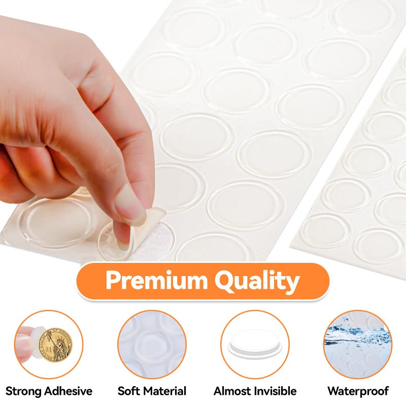 FURNIMATE وسادات مطاطية شفافة كبيرة 36 قطعة 1.2 بوصة + 4/5 بوصة وسادات زجاجية دائرية لسطح قطع الزجاج - Image 5